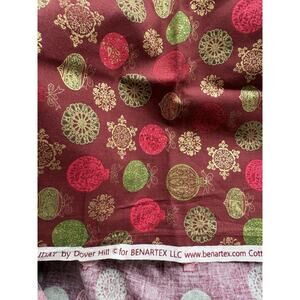Dover Hill Fabric Golden Holiday Benartex Cotton Woven Christmas Metallic 36x40